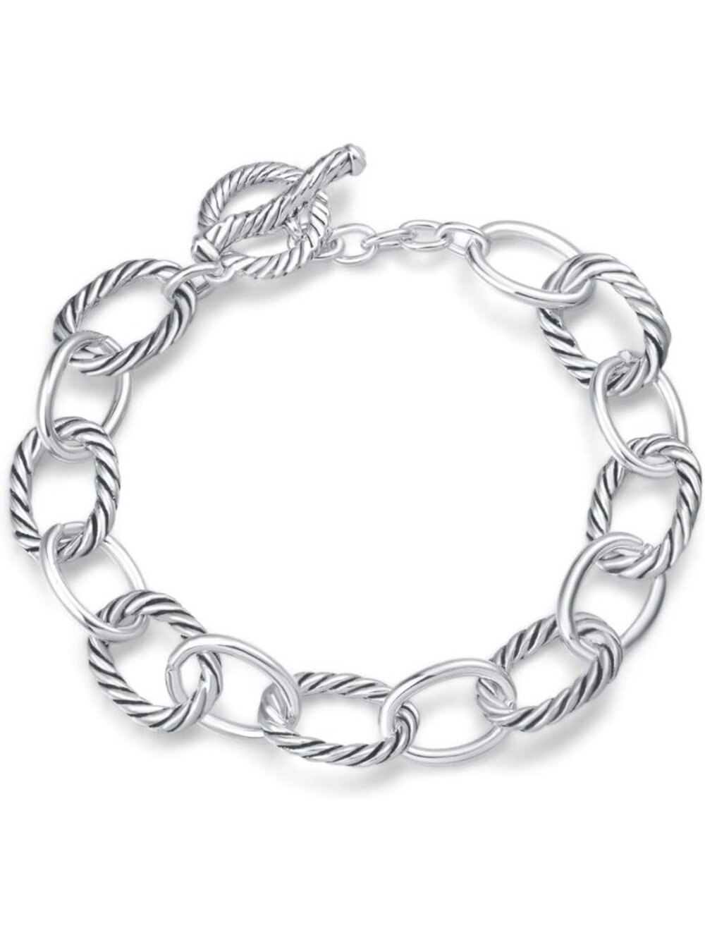 Two-Tone Twisted Cable Chain Bracelet for Women - Stylish Jewelry Gift for - Picture 5 of 6